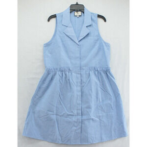 Tuckernuck Shirt Dress Women's Large Oxford Blue Sleeveless Ruffle Drop Waist
